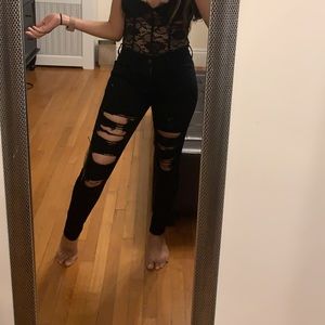 American eagle ripped black pants